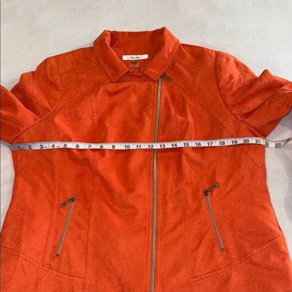 TanJay Jacket vintage faux suede women's orange zipper women's size 12 - Picture 6 of 10